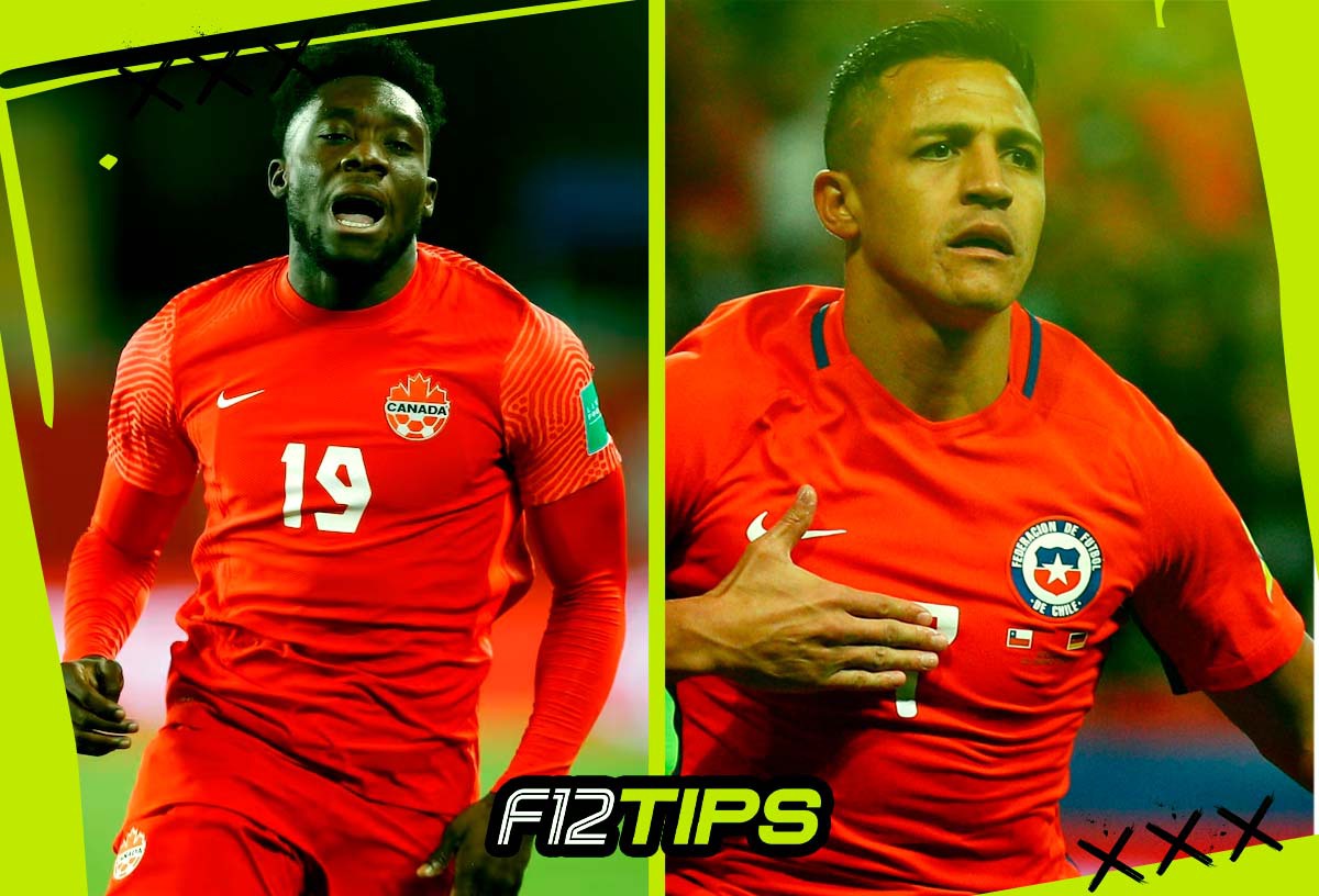 Jogadores de Canadá x Chile em quadro personalizado do F12Tips