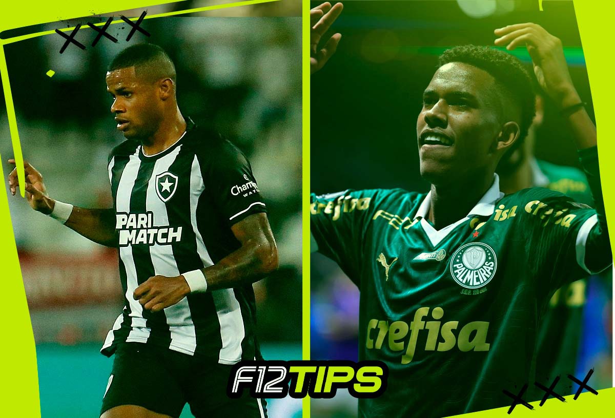 Jogadores de Botafogo x Palmeiras em quadro personalizado do F12Tips