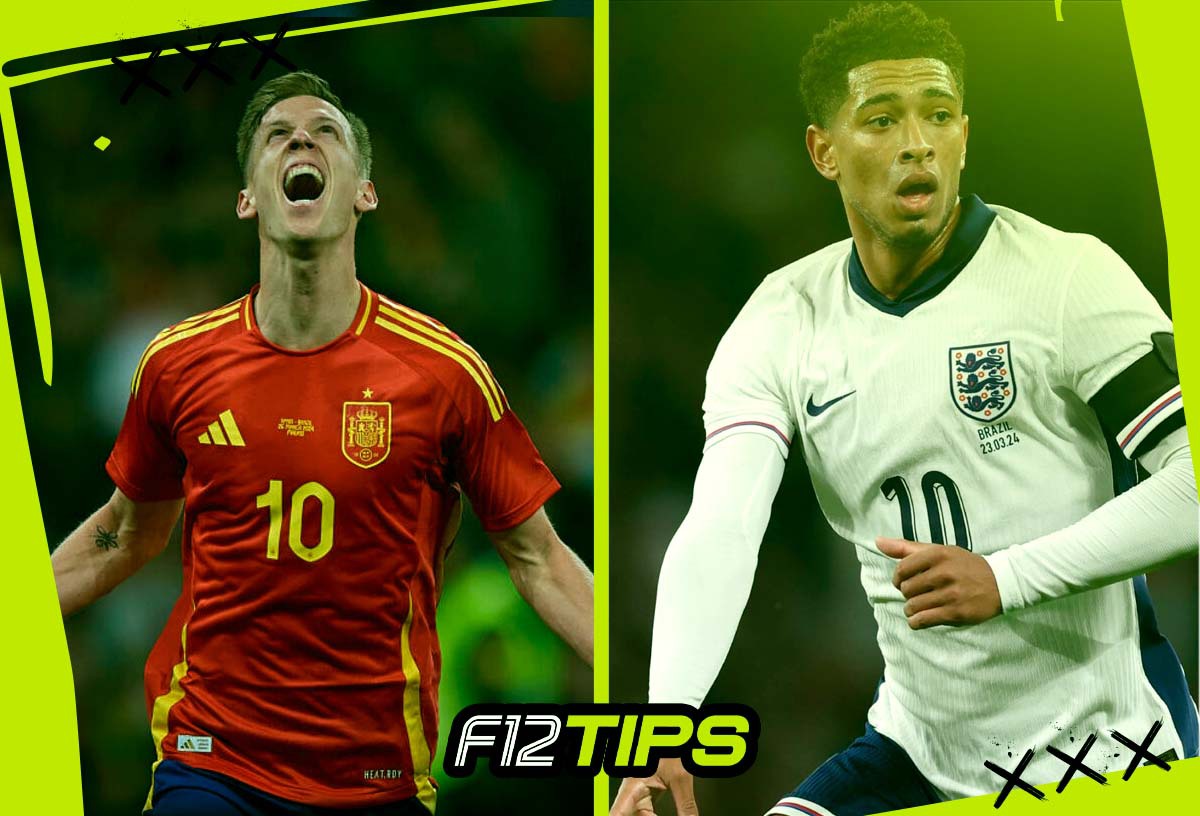 Jogadores de Espanha x Inglaterra em quadro personalizado do F12Tips