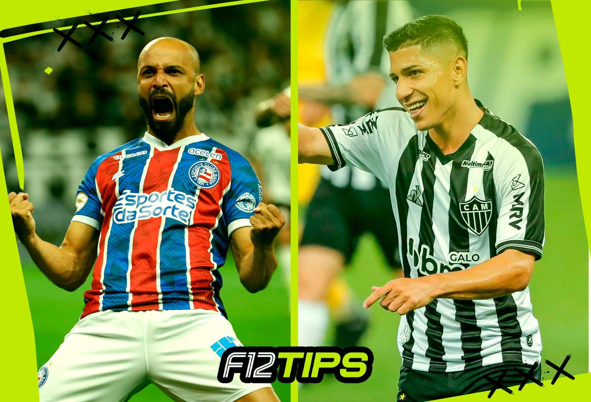 Jogadores de Bahia x Botafogo em quadro personalizado do F12Tips