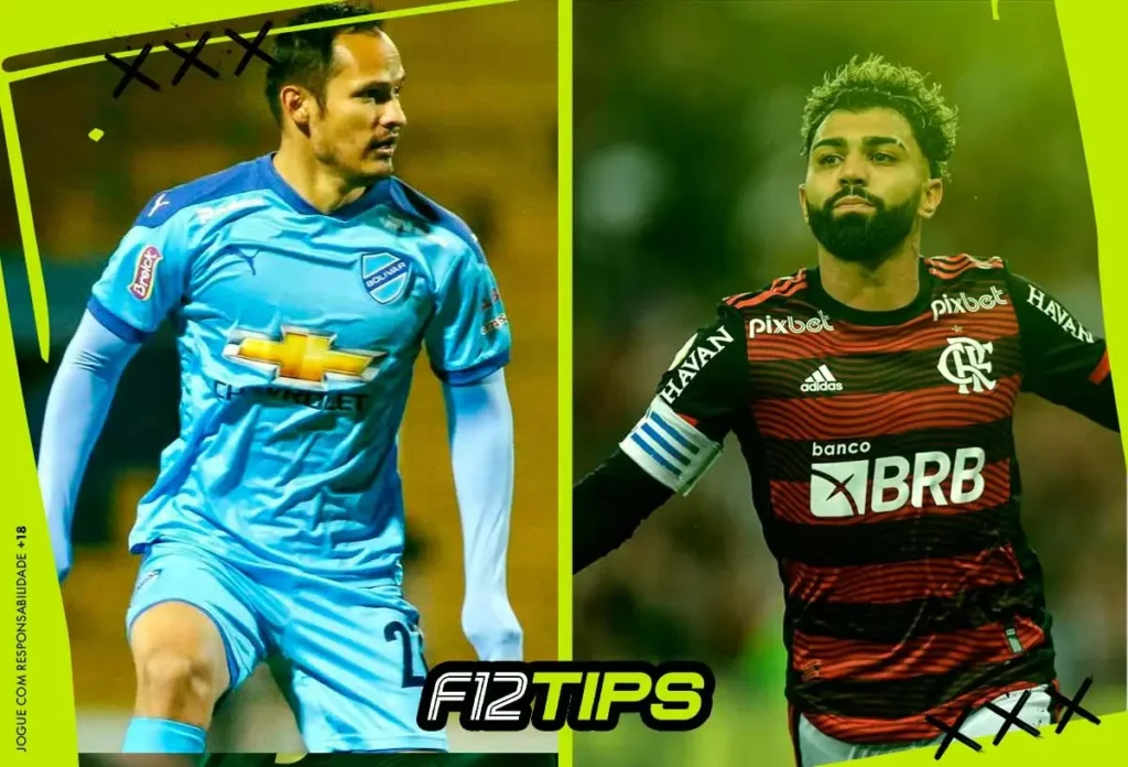 Jogadores de Bolívar x Flamengo em quadro personalizado do F12Tips