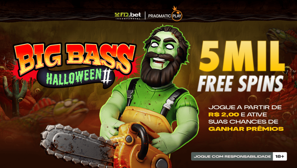 Garanta 5 mill free spins no jogo Big Bass Halloween na F12.Bet