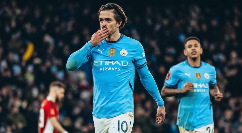 Imagem do atacante Grealish em ação pelo Manchester City. Foto: Instagram/City