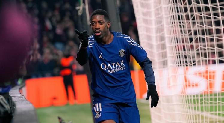 Imagem do Jogador Dembélé comemorando gol pelo PSG. Foto: PSG/Instagram