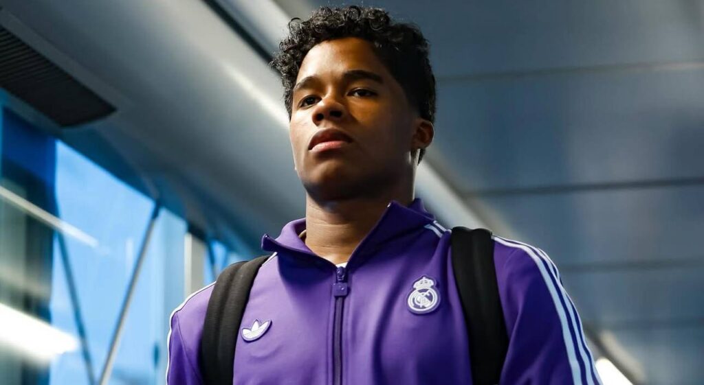 Imagem do atacante Endrick em viagem com a delegação do Real Madrid. Foto: Instagram/Endrick