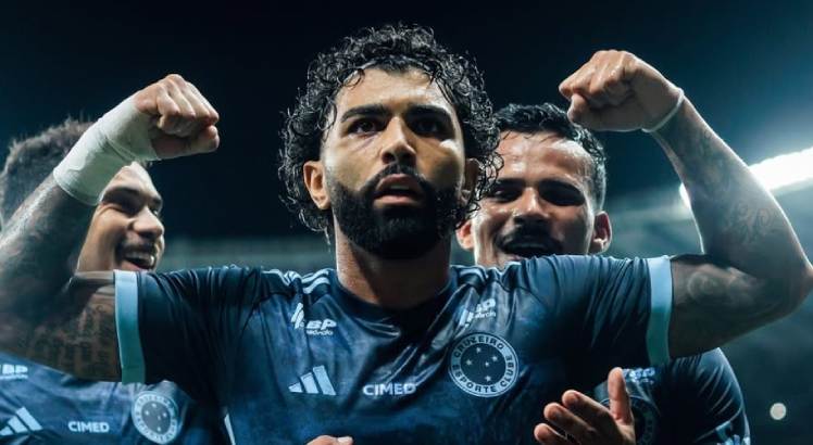 Jogador Gabigol comemorando gol pelo Cruzeiro. Foto: Gustavo Aleixo/Cruzeiro