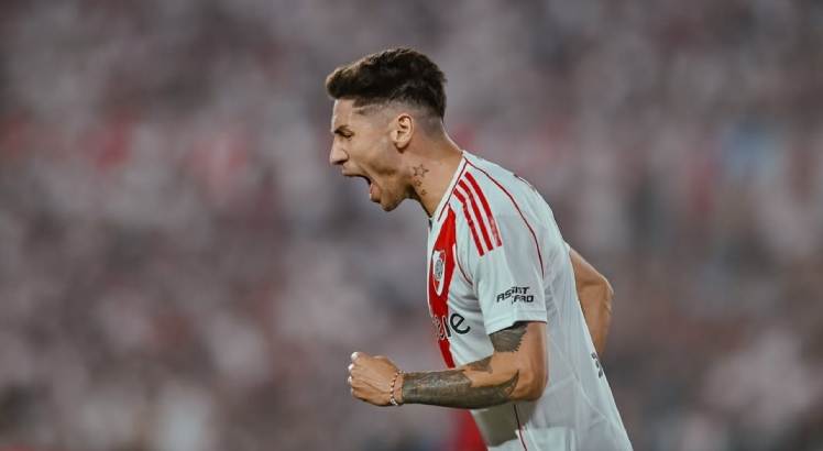 Imagem do Jogador Gonzalo Montiel comemorando gol pelo River Plate. Foto: River Plate/Instagram