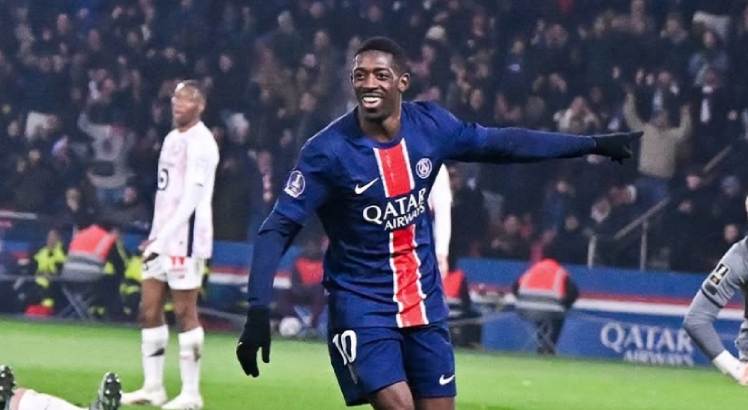 Imagem do Jogador Dembélé comemorando gol pelo PSG. Foto: PSG/Instagram