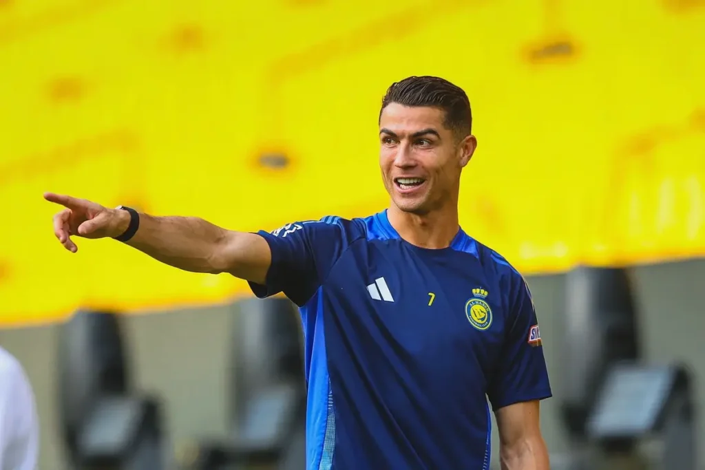 Jogador Cristiano Ronaldo em treino pelo Al-Nassr. Foto: Al-Nassr/Instagram
