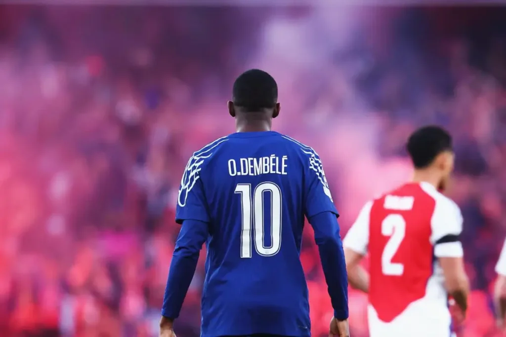 Imagem do Jogador Dembélé em ação pelo PSG. Foto: PSG/Instagram