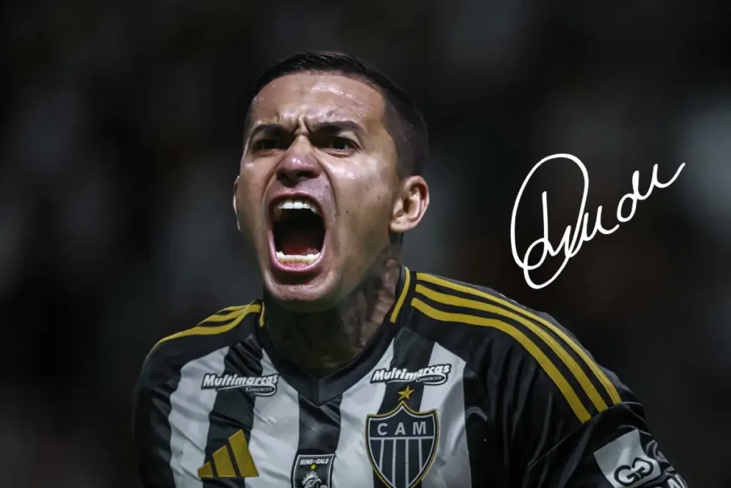 Imagem do jogador Dudu com a camisa do Atlético-MG. Foto: Atlético-MG/Site Oficial