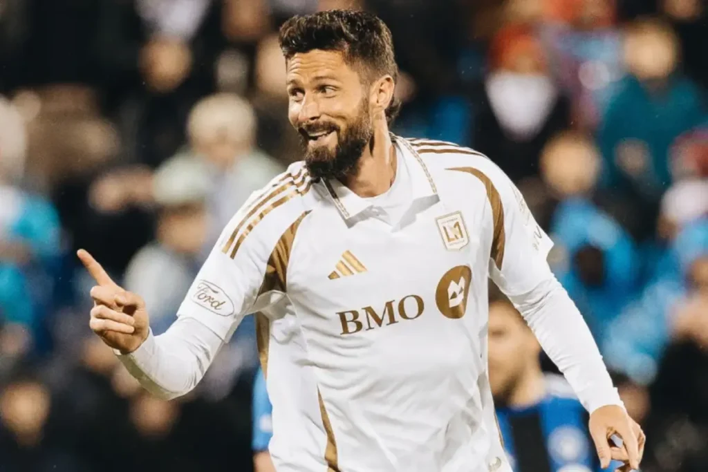 Jogador Olivier Giroud comemorando gol pelo Los Angeles FC. Foto: LAFC Communications