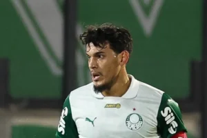 Jogador Gustavo Gómez em ação pelo Palmeiras. Foto: Cesar Greco/Palmeiras