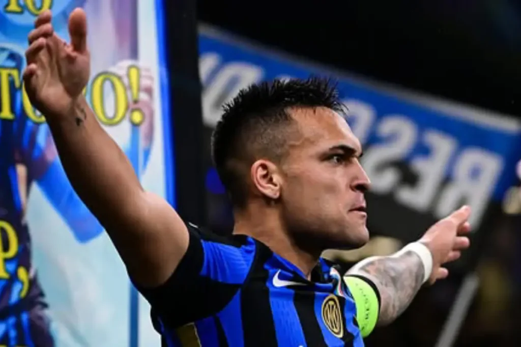 Jogador Lautaro Martínez comemorando gol pela Inter de Milão. Foto: Inter de Milão/Instagram