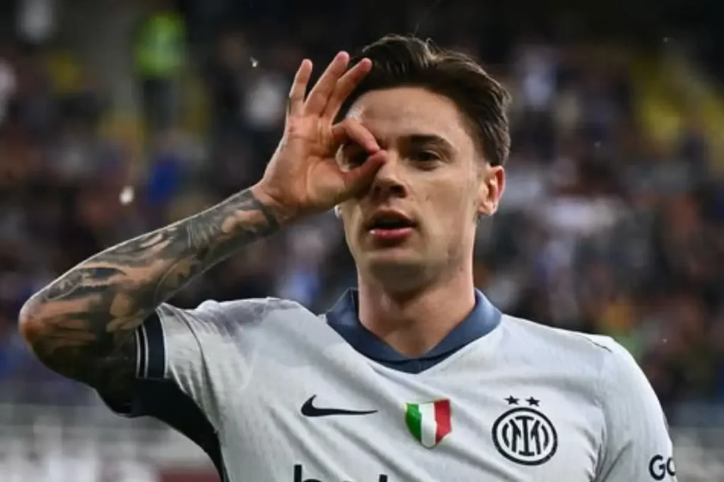 Jogador Nicola Zalewski comemorando gol pela Inter de Milão. Foto: Inter de Milão/Instagram