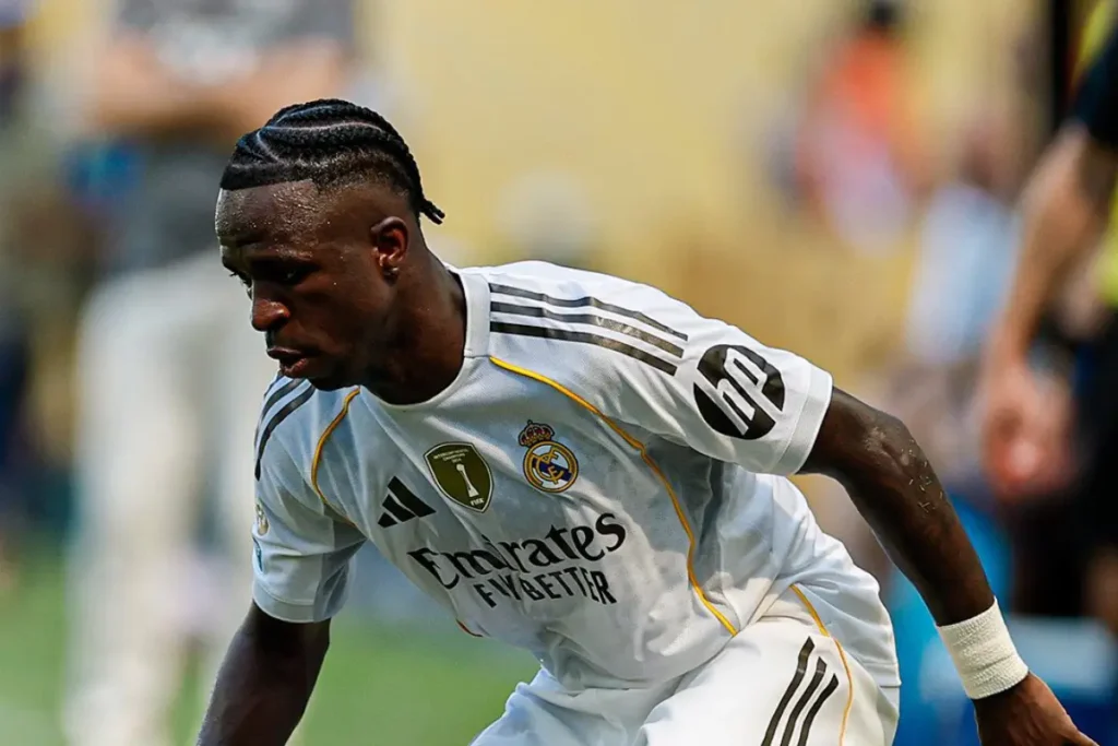 Imagem do jogador Vinícius Júnior em ação pelo Real Madrid. Foto: Real Madrid/Instagram