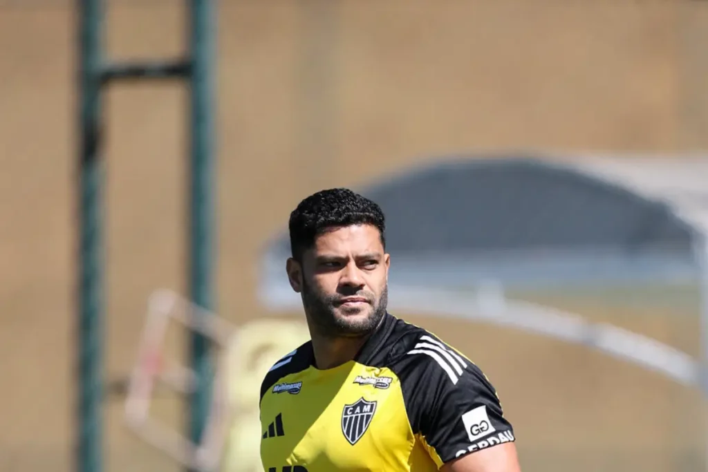 Imagem do jogador Hulk em treino pelo Atlético‑MG. Foto: Daniela Veiga/Atlético