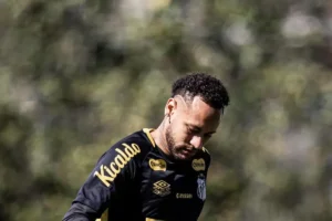 Imagem do jogador Neymar em treino pelo Santos. Foto: Raul Baretta/Santos FC