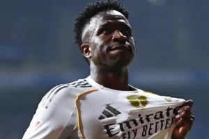 Imagem do jogador Vinicius Júnior comemorando gol pelo Real Madrid. Foto: Real Madrid/Instagram