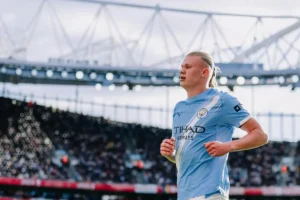 Imagem do jogador Erling Haaland em ação pelo Manchester City. Foto: Manchester City/Instagram