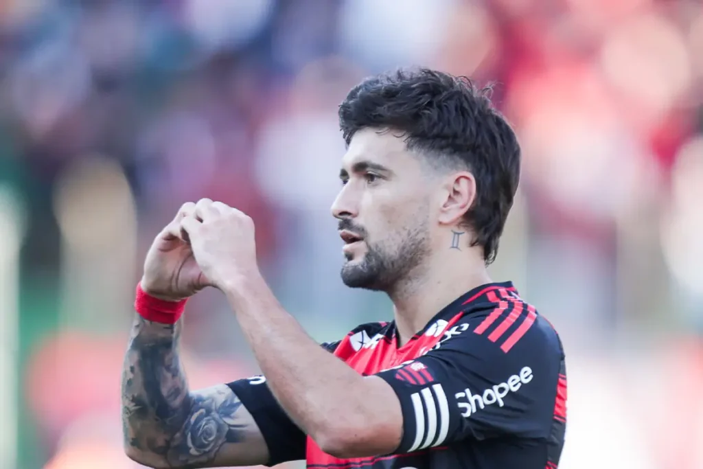 Imagem do jogador Giorgian De Arrascaeta comemorando gol pelo Flamengo. Foto: Gilvan de Souza/Flamengo