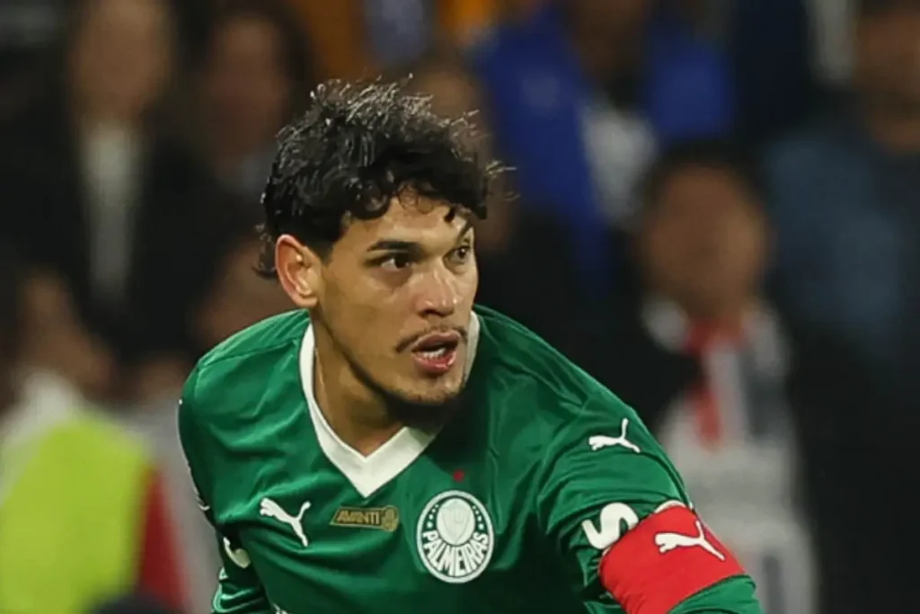Imagem do jogador Gustavo Gómez em ação pelo Palmeiras. Foto: Cesar Greco/Palmeiras
