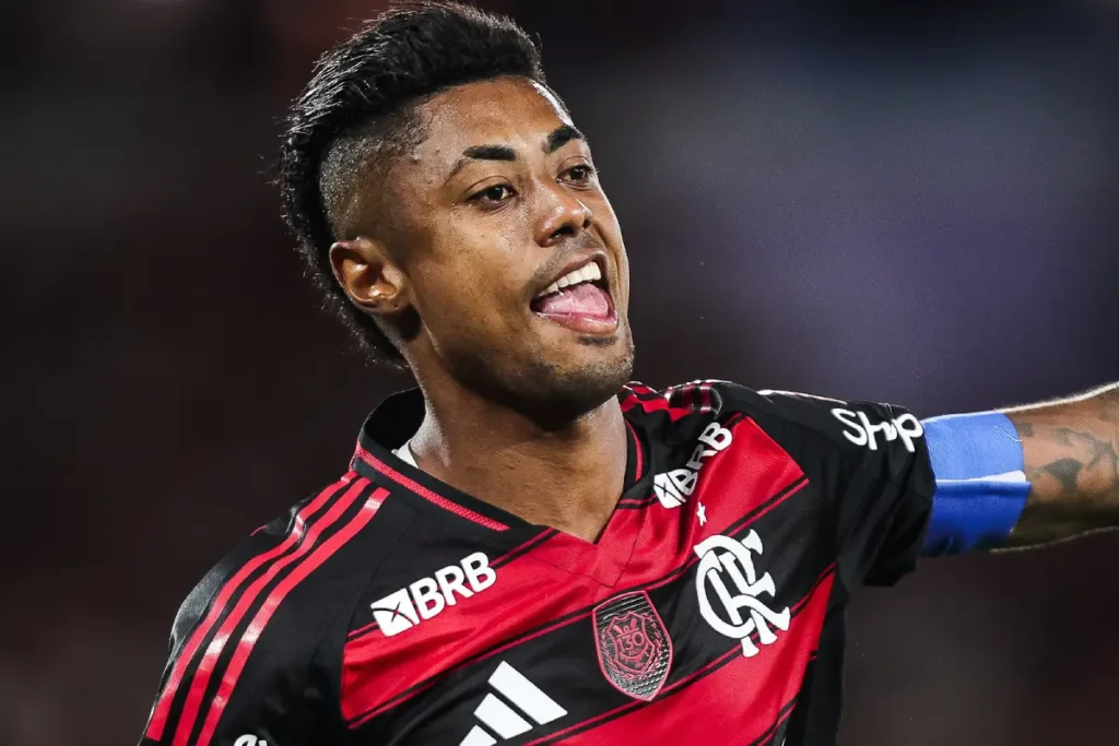 Imagem do jogador Bruno Henrique comemorando gol pelo Flamengo. Foto: Gilvan de Souza/Flamengo