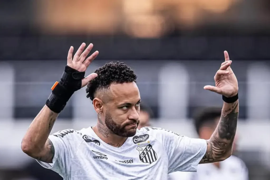 Imagem do jogador Neymar Jr em ação pelo Santos. Foto: Raul Baretta/Santos FC